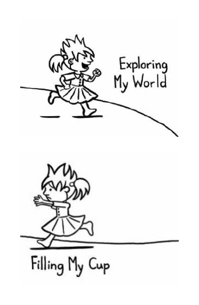 illustration of a girl running to her parent for support